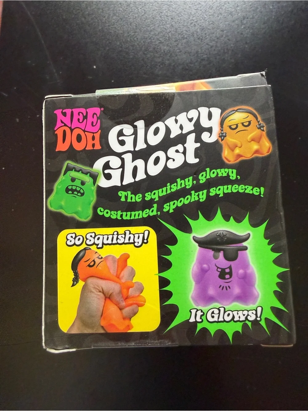 New Nee Doh Halloween Glowy Ghost Green Squishy Toy Glow in Dark Squeeze 3+
